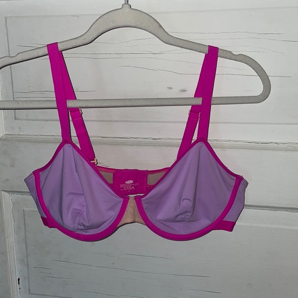 Parade Pink Tan Purple Plunge Bra 38D underwire hook closure - Picture 1 of 4